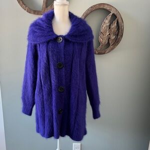 Venesha Elegant Purple Angora Women's Coat Size L